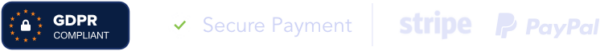 A logo with the words gpr and secure payment.