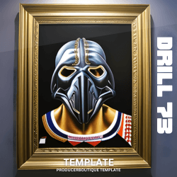 A framed picture of a mask featuring FL Studio 20 Template drill73.
