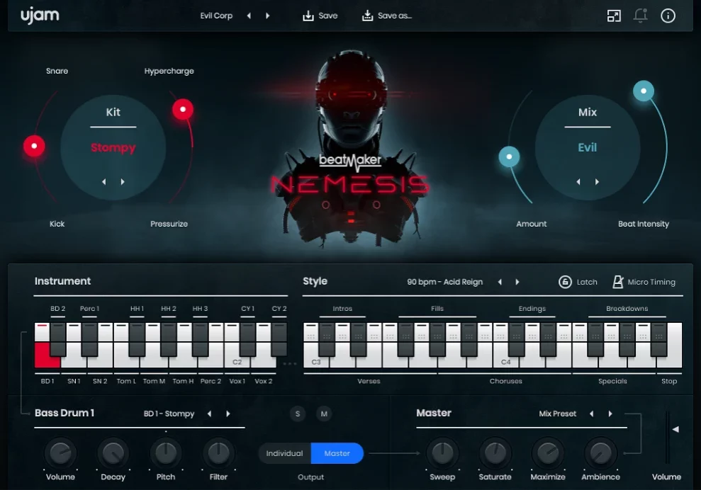 A screen shot of the NEMESIS synthesizer.